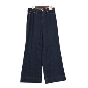 NWT J Crew High Rise Denim Trouser Jean Size 32 Wide Leg Semi Stretch '96 Preppy